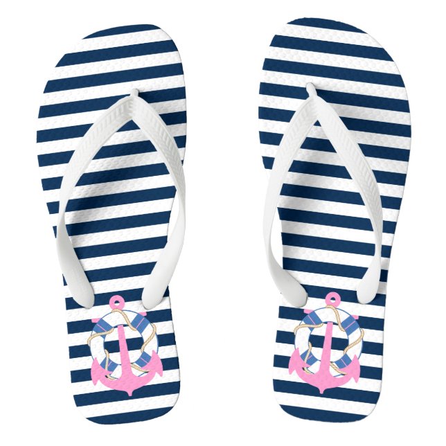 PixDezines anchor/DIY colour adjustable stripes Jandals (Footbed)