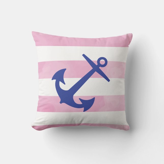 PixDezines anchor/nautical/chevron/watercolor Cushion (Front)