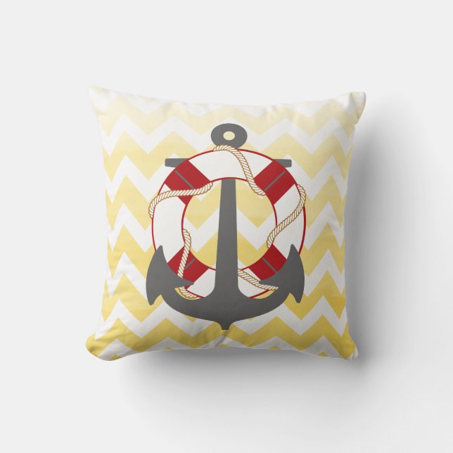 PixDezines anchor/nautical/chevron/watercolor Cushion (Front)