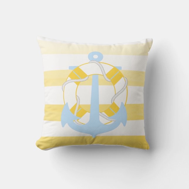 PixDezines anchor/nautical/ocean/wave/watercolor Cushion (Front)