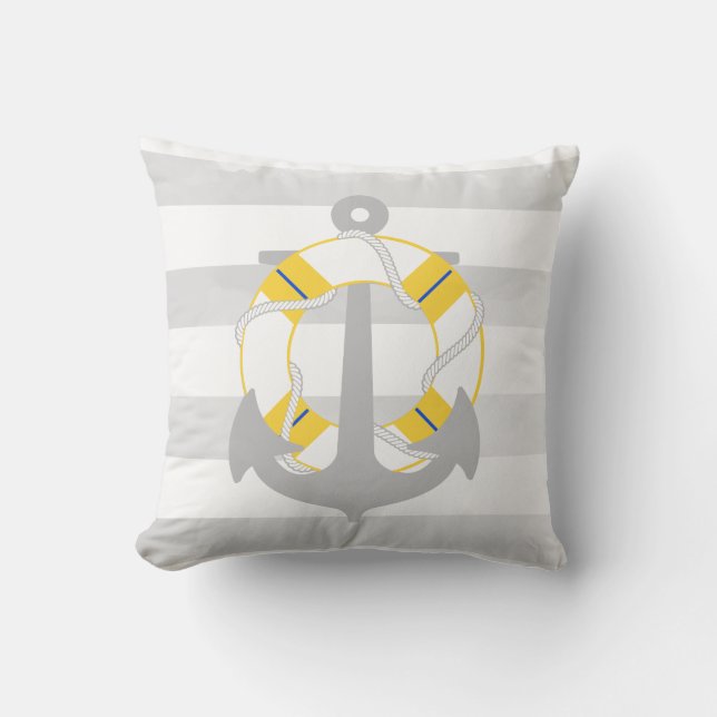 PixDezines anchor/nautical/ocean/wave/watercolor Cushion (Front)