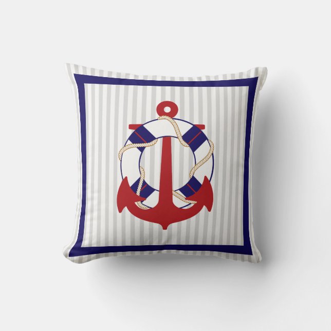 PixDezines anchors/lifesavers/nautical/diy colour Cushion (Front)