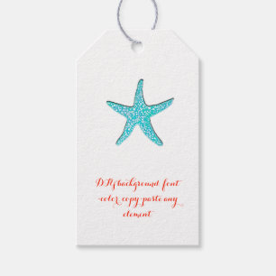 PixDezines Aqua Blue Starfish/DIY background Gift Tags