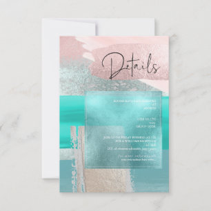 PixDezines Aqua+Rose Gold Modern Art Details Cards