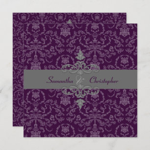 PixDezines Arianna Damask, DIY colour,Plum/Eggplan Invitation