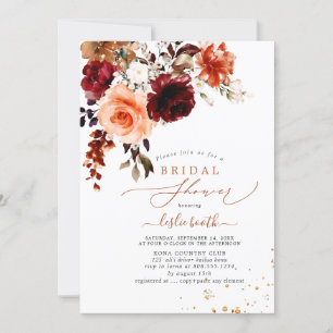 PixDezines Autumn Watercolor Flowers Bridal Shower Invitation