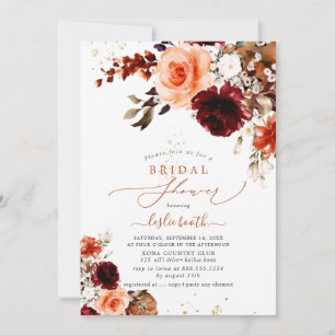 PixDezines Autumn Watercolor Flowers Bridal Shower Invitation