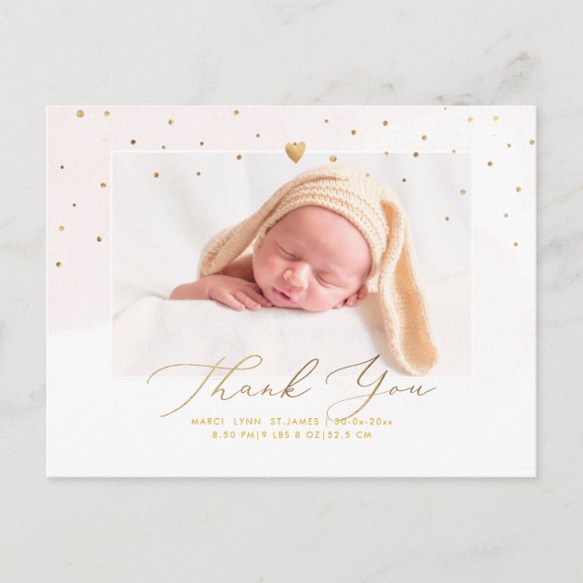 PixDezines Baby Shower Thank You Blush Watercolor Postcard (Front)