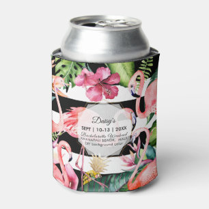 PixDezines Bachelorette Weekend Pink Flamingos DIY Can Cooler
