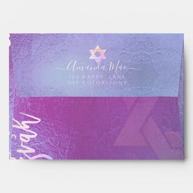 PixDezines Back Flap Return Add, B'Nei Mitzvah Envelope (Back (Top Flap))