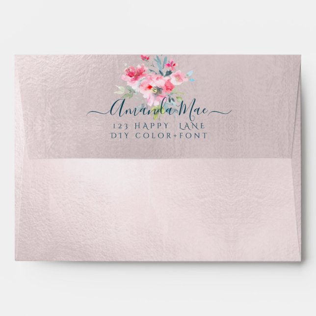 PixDezines Back Flap Return Address, Ombre Roses Envelope (Back (Top Flap))