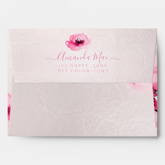 PixDezines Back Flap Return Address, Pink Roses Envelope (Back (Top Flap))
