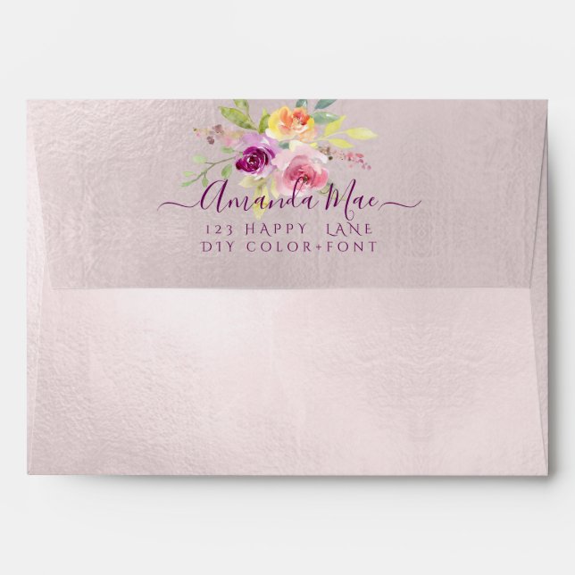 PixDezines Back Flap Return Address, Summer Roses Envelope (Back (Top Flap))