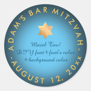 PixDezines Bar Mitzvah/Bat Mitzvah/DIY colour Classic Round Sticker