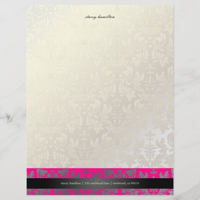 PixDezines Baroque Damask/hot pink Letterhead (Front)