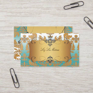 PixDezines Baroque damask/teal Business Card