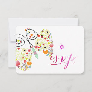 PixDezines Bat Mitzvah/butterflies RSVP Card