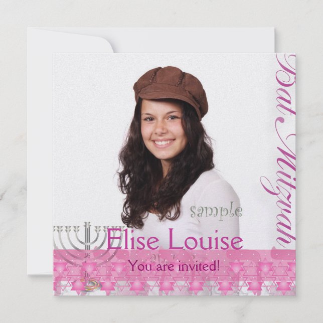 PixDezines bat mitzvah+photo Invitation (Front)