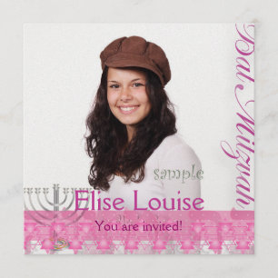 PixDezines bat mitzvah+photo Invitation