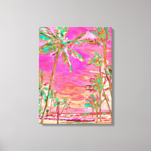 PixDezines Beach/Hawaii/Bay/Pink/Teal Canvas Print