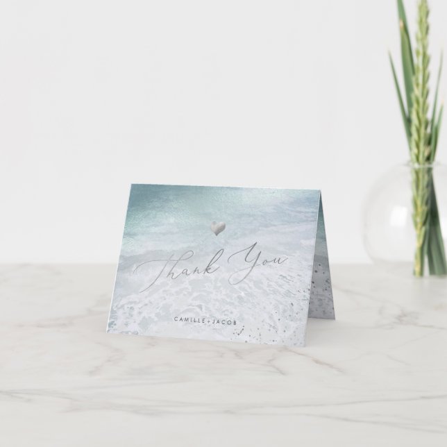 PixDezines Beach Shoreline Wedding Thank You Card (Front)