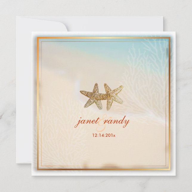 PixDezines beach+starfish+coral Invitation (Front)