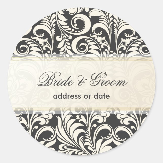 PixDezines Bellissimo Damask/diy colour Classic Round Sticker (Front)