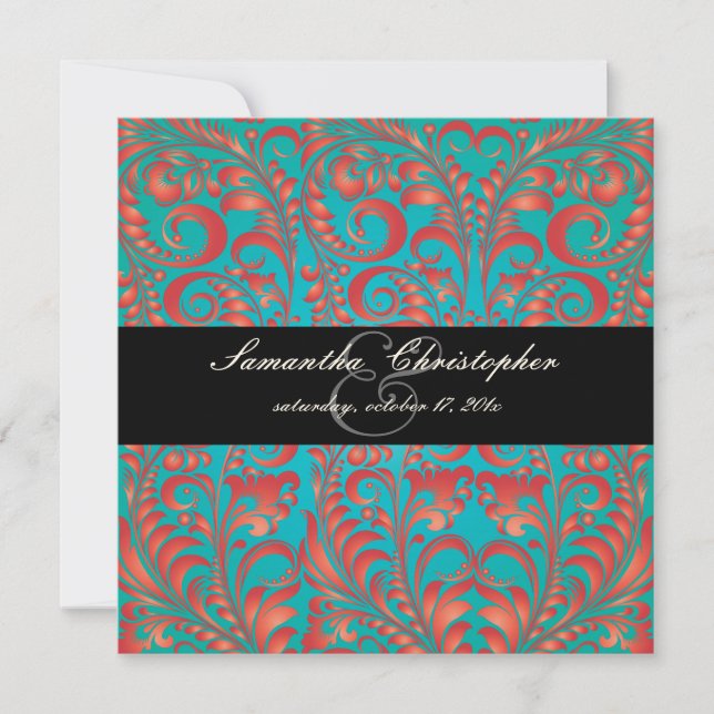 PixDezines Bellissimo Vintage Damask Invitation (Front)