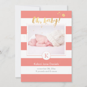 PixDezines birth announcement/DIYcolor stripes Announcement