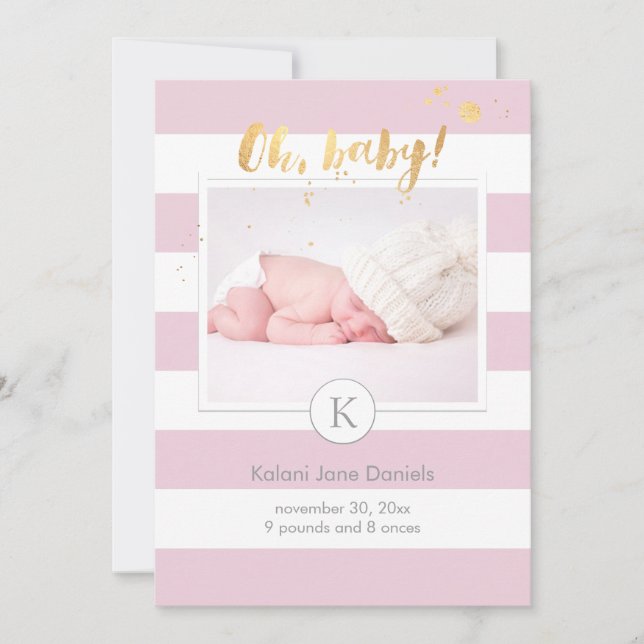 PixDezines birth announcement/DIYcolor stripes Announcement (Front)