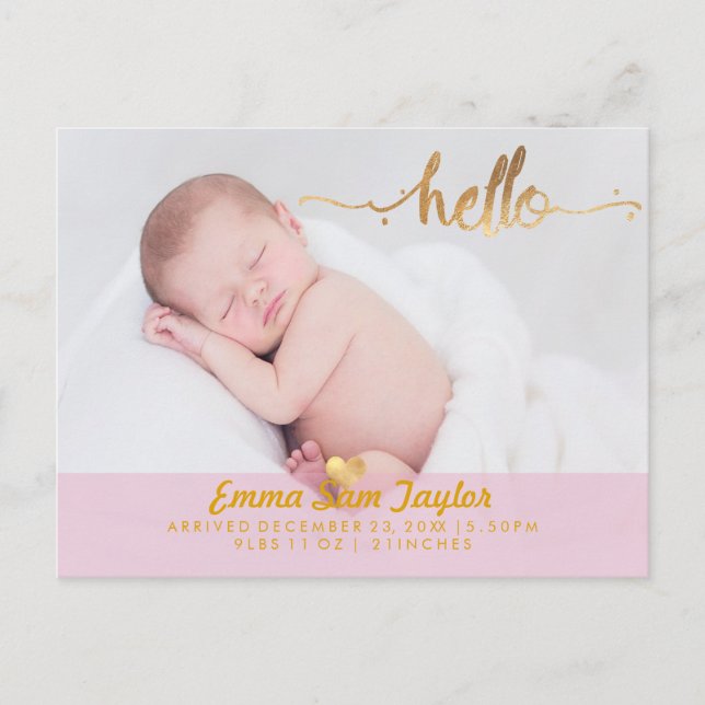 PixDezines Birth Announcement/Floral Watercolor Announcement Postcard (Front)
