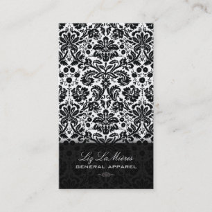 PixDezines Black Desiree Vintage Damask Business Card