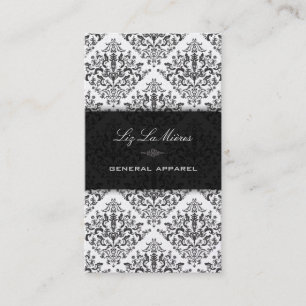 PixDezines Black Étienne Vintage Damask Business Card