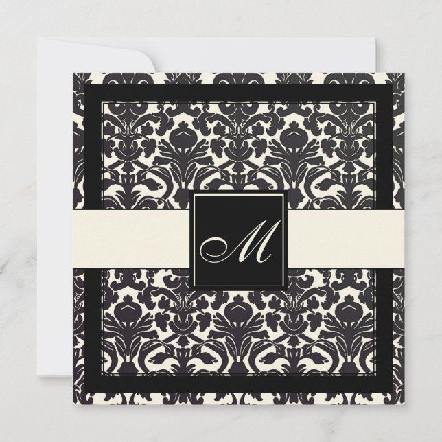 PixDezines Black Flora Damask/DIY background! Invitation (Front)
