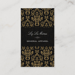 PixDezines Black+Gold Arianna Vintage Damask Business Card
