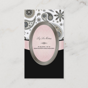 PixDezines Black, Grey, White Paisley Business Card