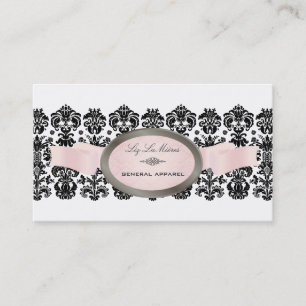 PixDezines Black, Isabella Lace Damask Business Card
