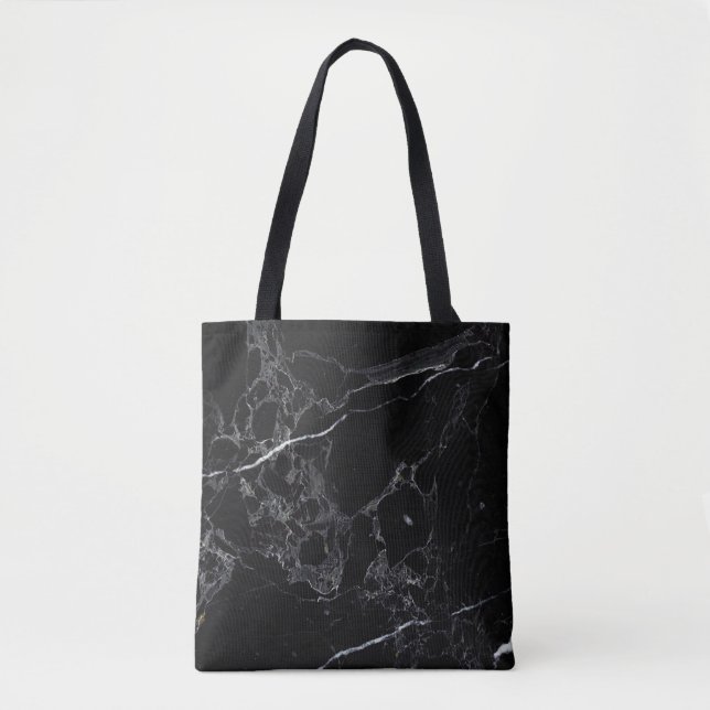 PixDezines BLACK MARBLE Tote Bag (Front)