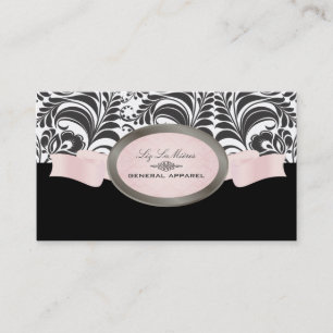 PixDezines Black, Pink, White Bellissimo Damask Business Card