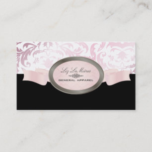 PixDezines Black, Pink, White Céline Damask Business Card