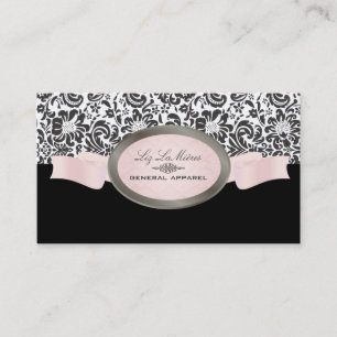 PixDezines Black, Pink, White Fidora Damask Business Card