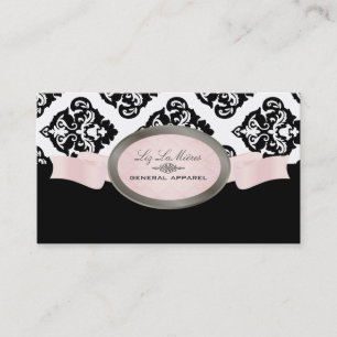 PixDezines Black, Pink, White Olivia Damask Business Card