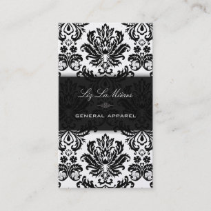 PixDezines Black Pique Vintage Damask Business Card