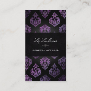 PixDezines Black+Plum Rossellini Vintage Damask Business Card
