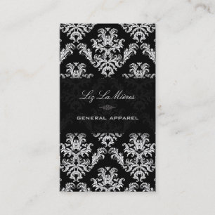 PixDezines Black+White Céleste Vintage Damask Business Card