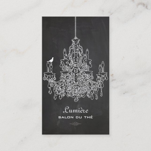 PixDezines Black+White Chandelier/chalkboard Business Card (Front)