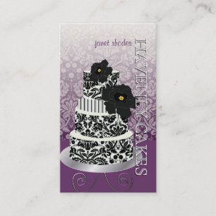 PixDezines Black+White damask cake/pâtisserie Business Card