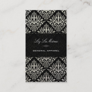 PixDezines Black+White Étienne Vintage Damask Business Card
