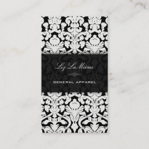 PixDezines Black+White Flora Vintage Damask Business Card