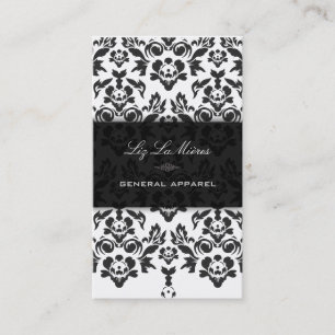 PixDezines Black+White Haute Coutour Damask Business Card